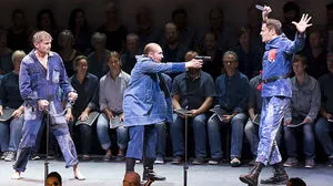 Johannes Chum als Florestan, Johanna Winkel als Fidelio/Leonore, Jochen Kupfer als Don Pizarro