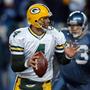 Brett Favre (links) gewann mit den Green Bay Packers die Super Bowl