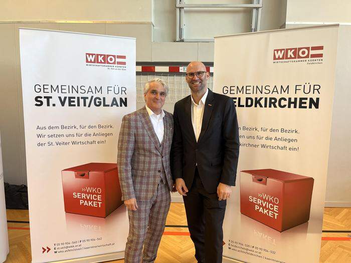 Die WKO-Bezirksstellenleiter von Feldkirchen und St. Veit: Klaus Kert und Robert Schratt (rechts)