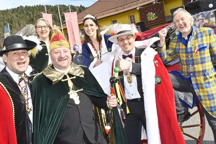 Das Spittaler und Oberdrauburger Prinzenpaar mit Spittals Kanzler Peter Schober und Manni Maier als Verstärkung aus Millstatt.