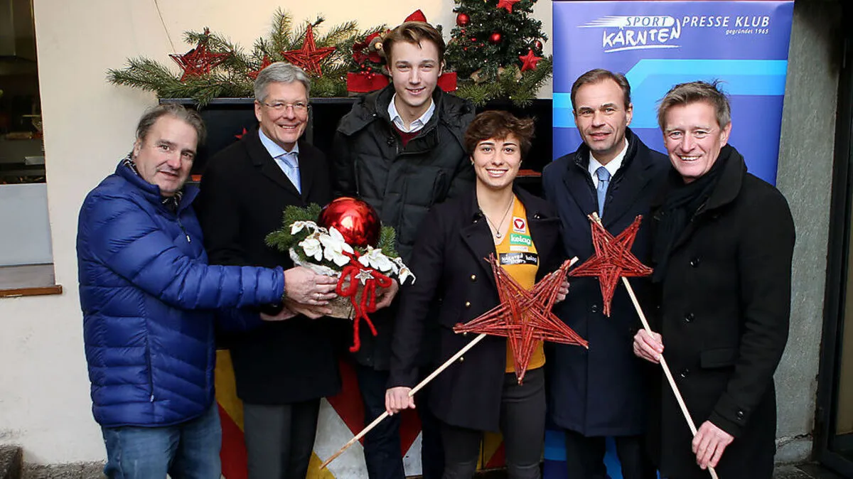 Triebnig, Kaiser, Biro, Weratschnig, Gauper und Arthofer freuen sich auf die "Sportgala" im Casineum in Velden