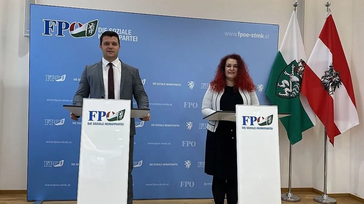 FPÖ-Stadtparteiobfrau Claudia Schönbacher und Klubobmann Alexis Pascuttini