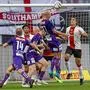 KLAGENFURT,AUSTRIA,18.JUL.22 - SOCCER - ADMIRAL Bundesliga, Premier League, SK Austria Klagenfurt vs FC Southampton, test match. Image shows Christopher Brian Cvetko, Thorsten Mahrer (A. Klagenfurt) .
Photo: GEPA pictures/ Florian Mori