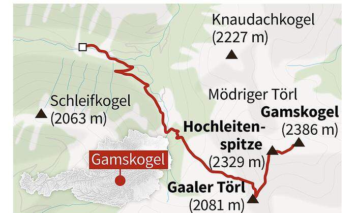 Die Route auf den Gamskogel