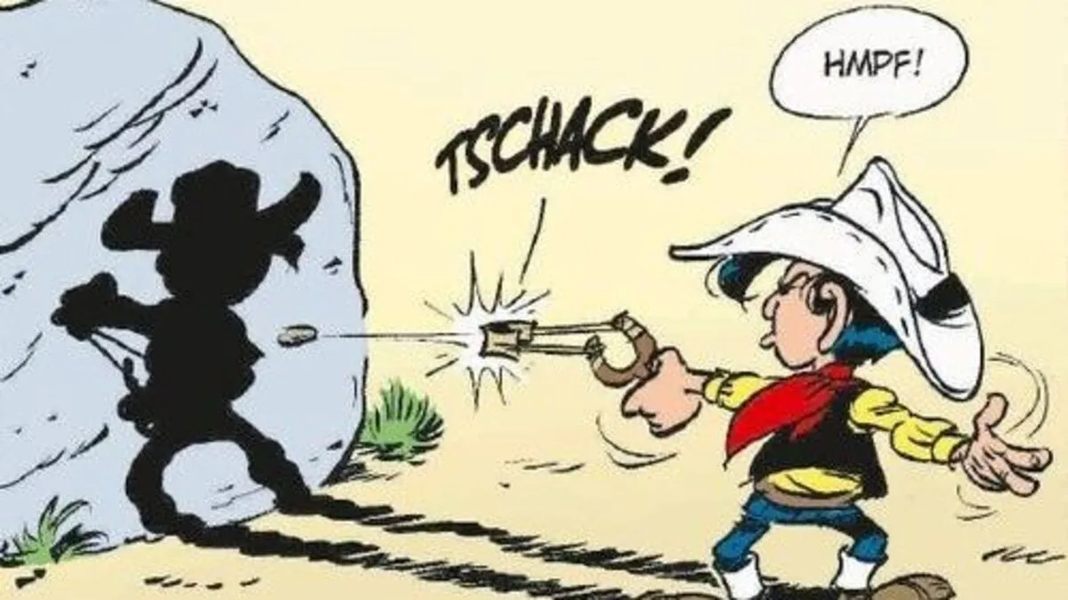 Lucky Kid schießt auch mit Steinschleuder schneller als sein Schatten