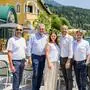 Kleine-Zeitung-Wirtschaftstalk-Teilnehmer am Ufer des Millstätter Sees | Oliver Bergauer, Alexander Thoma, Anna Horn, Wolfgang Fercher und Christian Moser (von links nach rechts)