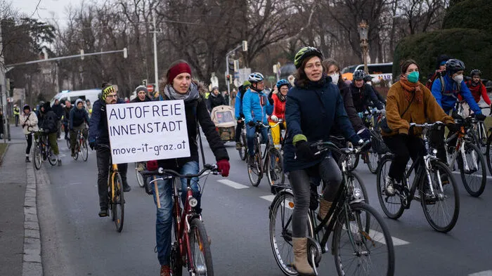 Am Freitag radelten Demonstranten entlang des Grazer Ringes.