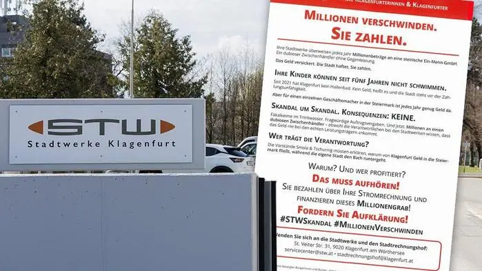 Dieser gegen die Stadtwerke gerichtete Postwurf landete in vielen Klagenfurter Postkästen