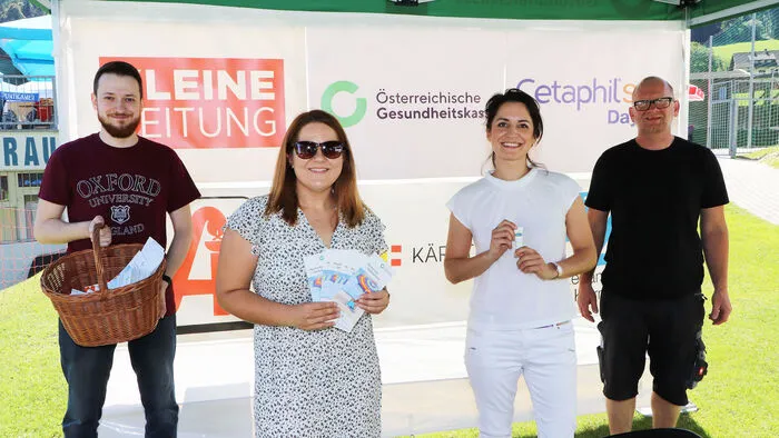 Am Foto von Links: Thomas Miklau, Lena Weblacher, Dr. die Hautärztin Alexandra Prenner und Alfred Piskernik.