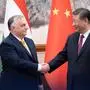 This handout from the social media platform X (formerly Twitter) account of Hungary's Prime Minister Viktor Orban @PM_ViktorOrban posted on July 8, 2024 shows Orban (L) shaking hands with China's President Xi Jinping in Beijing. Hungarian Prime Minister Viktor Orban met Chinese President Xi Jinping in Beijing on July 8, state media reported, in a visit the European leader has branded as a "Peace mission 3.0" after recent trips to Moscow and Kyiv. (Photo by Handout / X ACCOUNT OF HUNGARY'S PRIME MINISTER VIKTOR ORBAN @PM_ViktorOrban / AFP) / -----EDITORS NOTE --- RESTRICTED TO EDITORIAL USE - MANDATORY CREDIT "AFP PHOTO / X ACCOUNT OF HUNGARY'S PRIME MINISTER VIKTOR ORBAN @PM_ViktorOrban" - NO MARKETING - NO ADVERTISING CAMPAIGNS - DISTRIBUTED AS A SERVICE TO CLIENTS