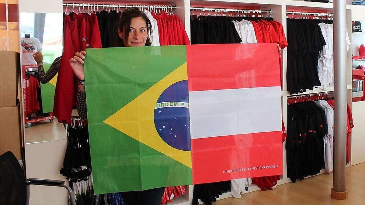 Nur 5000 Stück gibt es: Die halb brasilianisch-halb österreichische Flagge zum Gedenken an Ayrton Senna und Roland Ratzenberger