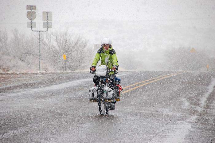 Davis Mountains, Texas, USA, der stärkste Schneefall unserer Reise
„Fünfmal konnten wir wegen starken Schneefalls beinahe nicht weiterfahren“