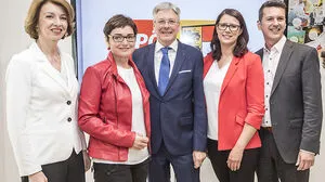 Die SPÖ-Riege: Schaunig, Prettner, Kaiser, Schaar, Fellner