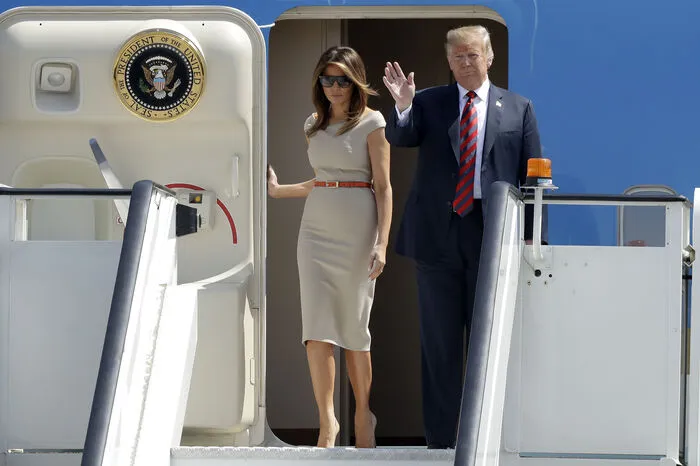 US-Präsident Donald Trump und First Lady Melania sind in London angekommen.
