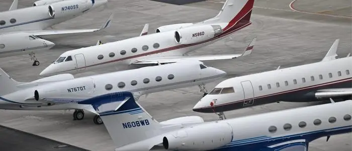 Privatjets von Teilnehmern des jährlichen World Economic Forum in Davos