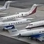 Privatjets von Teilnehmern des jährlichen World Economic Forum in Davos