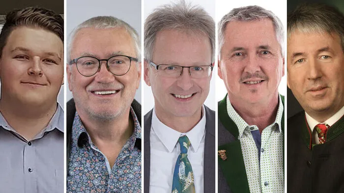 Clemens Bernd Kastenhuber (Neos), Gottfried Ranegger (Grüne), Andreas Stibor (FPÖ), Josef Heinrer (SPÖ) und Bürgermeister Herbert Baier (ÖVP)