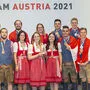 Wirtschaftslandesrätin Barbara Eibinger-Miedl, Wirtschaftsministerin Margarete Schramböck und WKO Steiermark Präsident Josef Herk gratulieren den steirischen Medaillengewinnern