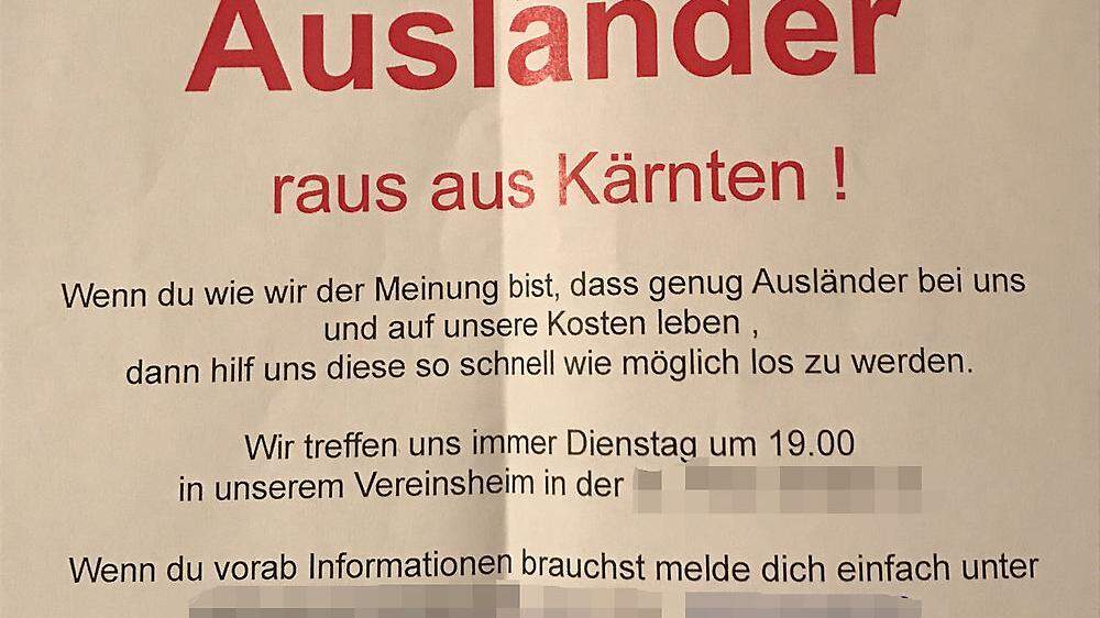 Flugblätter wie dieses wurden in  der Klagenfurter Innenstadt gefunden