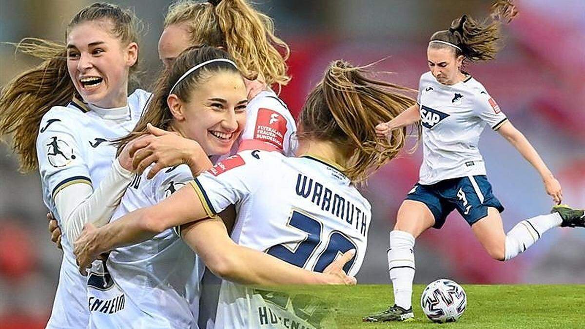 Der Jubel nach dem Sieg gegen die Frauen von Bayern München war bei Katharina Naschenweng und ihren Kolleginnen riesig