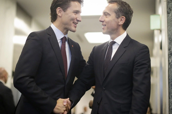 Christian Kern und Trudeau im Rahmen des UN-Flüchtlingsgipfels in New York am 19. September 2016.