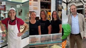 Federico Bortolot vom "Il Gelato", Tanja Oswald und ihr Team vom "Bellaggio" sowie Giancarlo Martini von den Eiscafés Cortina und Martini 