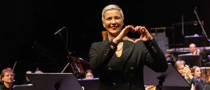 Maria Kalesnikava bei der Würdigung in der List-Halle