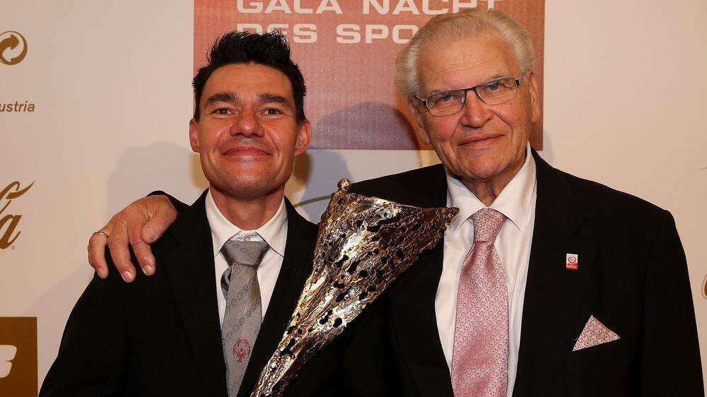 Jochen Hugmann, hier mit Hermann Kröll, wurde 2015 als &quot;Special Olympics Sportler des Jahres&quot;