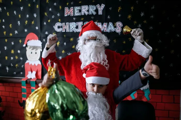 "Merry Christmas" in der American School in Gaza City.