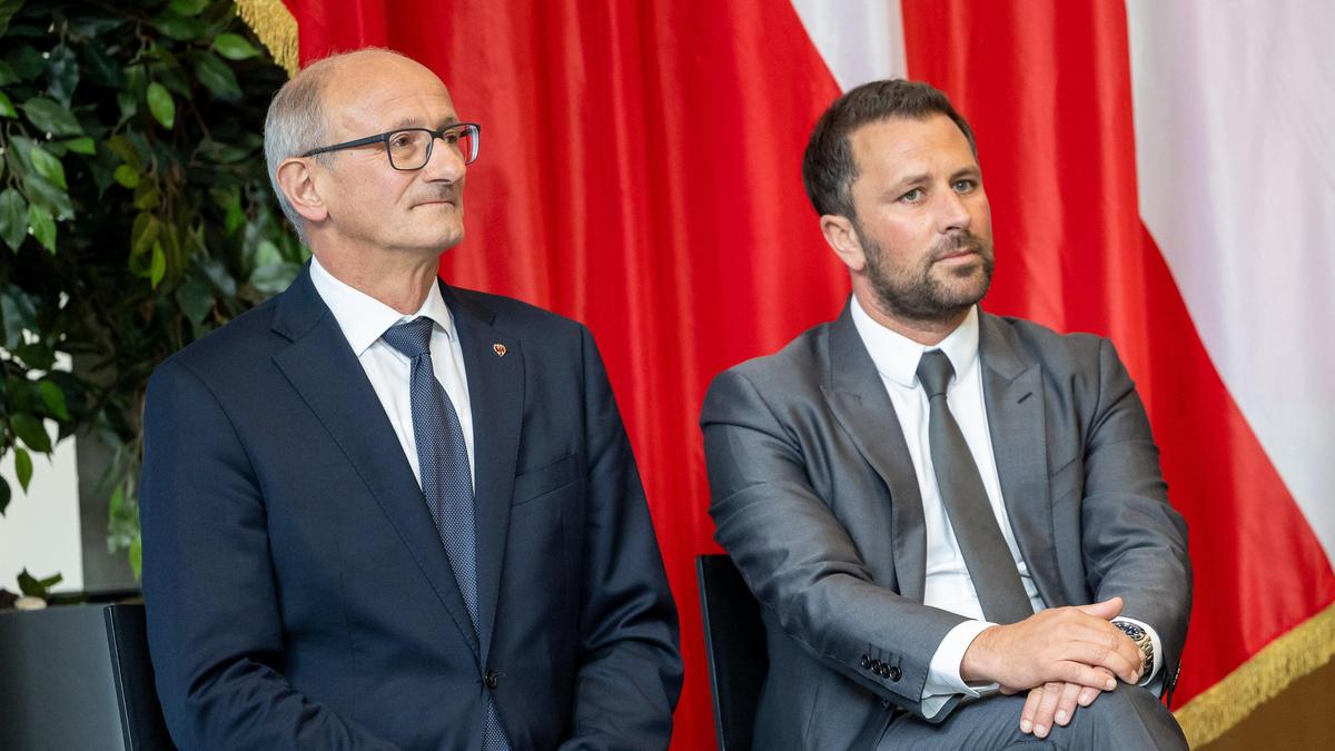 Tirols Landeshauptmann Anton Mattle (ÖVP) und sein Stellvertreter Georg Dornauer (SPÖ)