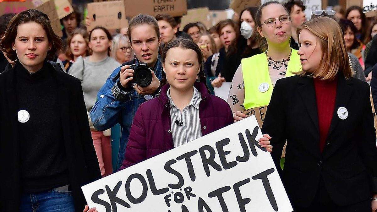 Klimaaktivistin Greta Thunberg bei einer Demo