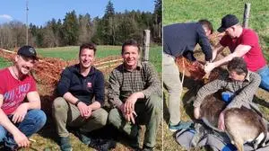 Die Retter: Johannes Rießer, Andreas Kröpfl und Martin Maier. Filmerin Marie Funk (nicht am Foto) hielt die spannenden Momente fest