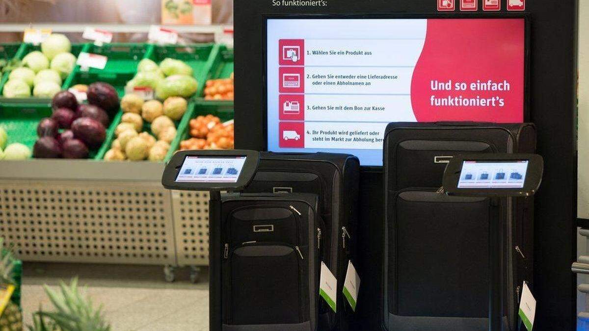 Rewe-Terminal für eine Online-Lieferung 