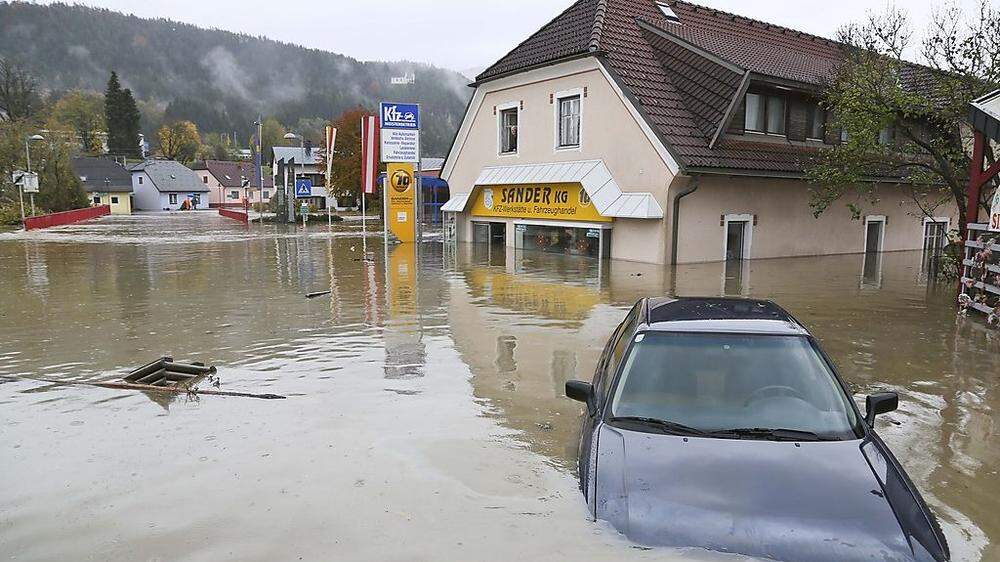 Das Hochwasser in Lavamünd im Herbst 2012 richtete Schäden "im zweistelligen Millionenbereich" an