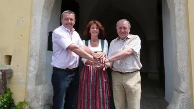 Schlossen sich 2015 zusammen: Die Bürgermeister Manfred Tatzl (St. Veit am Vogau),  Susanne Lucchesi Palli (Weinburg am Saßbach) und Josef Pratter (St. Nikolai ob Draßling)