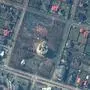 This handout satellite image released by Maxar Technologies on April 3, 2022 shows a of a probable grave site (upper C) near the Church of Saint Andrew and Pyervozvannoho All Saints in Bucha, Ukraine, on March 31, 2022. (Photo by Satellite image ©2022 Maxar Technologies / AFP) / RESTRICTED TO EDITORIAL USE - MANDATORY CREDIT "AFP PHOTO /Satellite image ©2022 Maxar Technologies " - NO MARKETING - NO ADVERTISING CAMPAIGNS - DISTRIBUTED AS A SERVICE TO CLIENTS - The watermark may not be removed/cropped