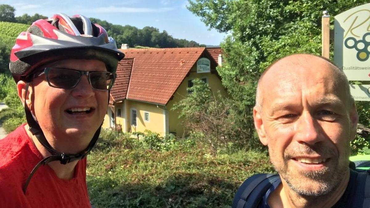 Martin Unger und Robert Kaspar während ihrer Radtour 
