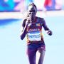 Rebecca Cheptegei beim Zieleinlauf des Olympia-Marathons in Paris