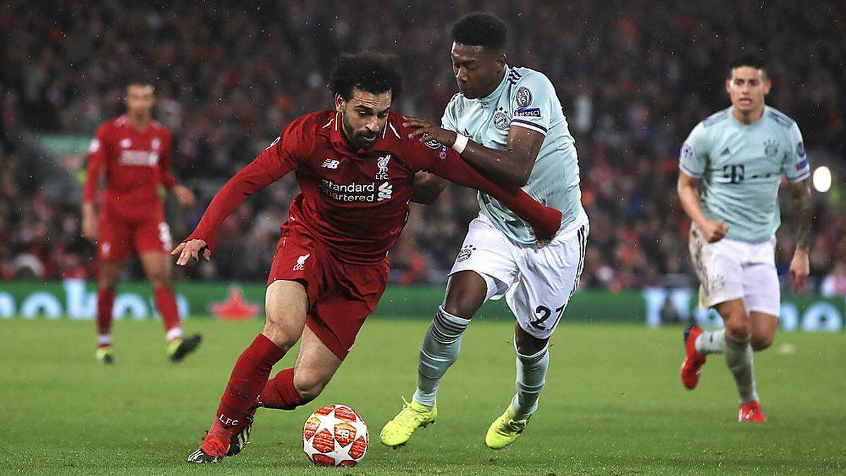 David Alaba (rechts) und die Bayern spielten in Liverpool 0:0