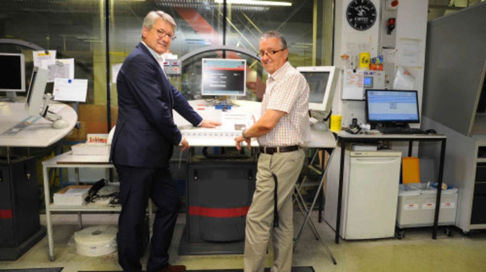 Styria-Vorstand Kurt Kribitz (links) und der Leiter der Druckerei in St. Veit Volker Rasse
