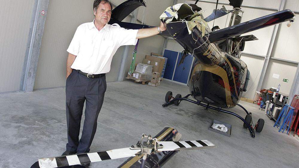 Helmut Leitner nach der Hubschrauber-Notlandung im Jahr 2006. Erst jetzt wurde Behörde mit dem Bericht fertig.