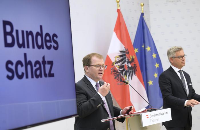 Finanzminister Magnus Brunner und OeBFA-Chef Markus Stix (links im Bild.