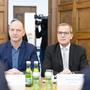 GÖD-Vorsitzender Eckehard Quin und Younion-Vorsitzender Christian Meidlinger zu Beginn der KV-Verhandlungen im öffentlichen Dienst