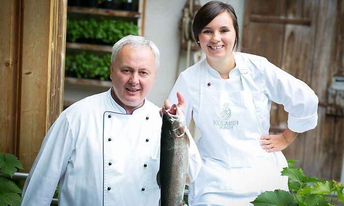 Franz und Tochter Sophie Kulmer vom Fischrestaurant Kulmer in der Haslau