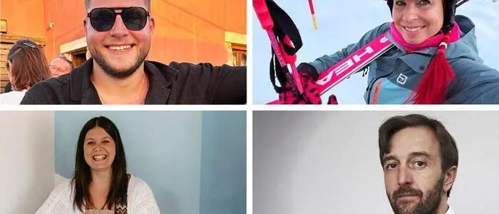 Vier Personen in einer Collage