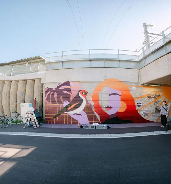 Entstehendes Kunstwerk bei der Unterführung Peter-Tunner-Gasse.