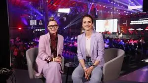 Unternehmerin Verena Pausder (re.) mit Barbara Haas im Podcast-Gespräch 