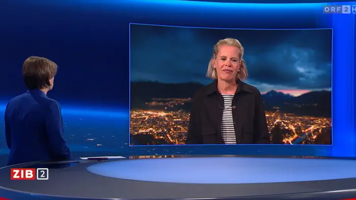 Kathrin Sevecke war am Donnerstagabend in der ZiB 2 zugeschaltet