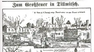 Szenen aus Tillmitsch auf einer zeitgenössischen Zeichnung 