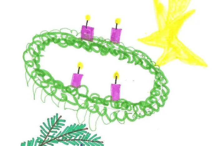 3. Dezember: Jana Kalcher aus Eitweg bei St. Andrä hat sich die Adventzeit mit Malen verkürzt. Die Fünfjährige hat einen wunderschönen Adventkranz samt Tannenzweig und Sternschnuppe gemalt.